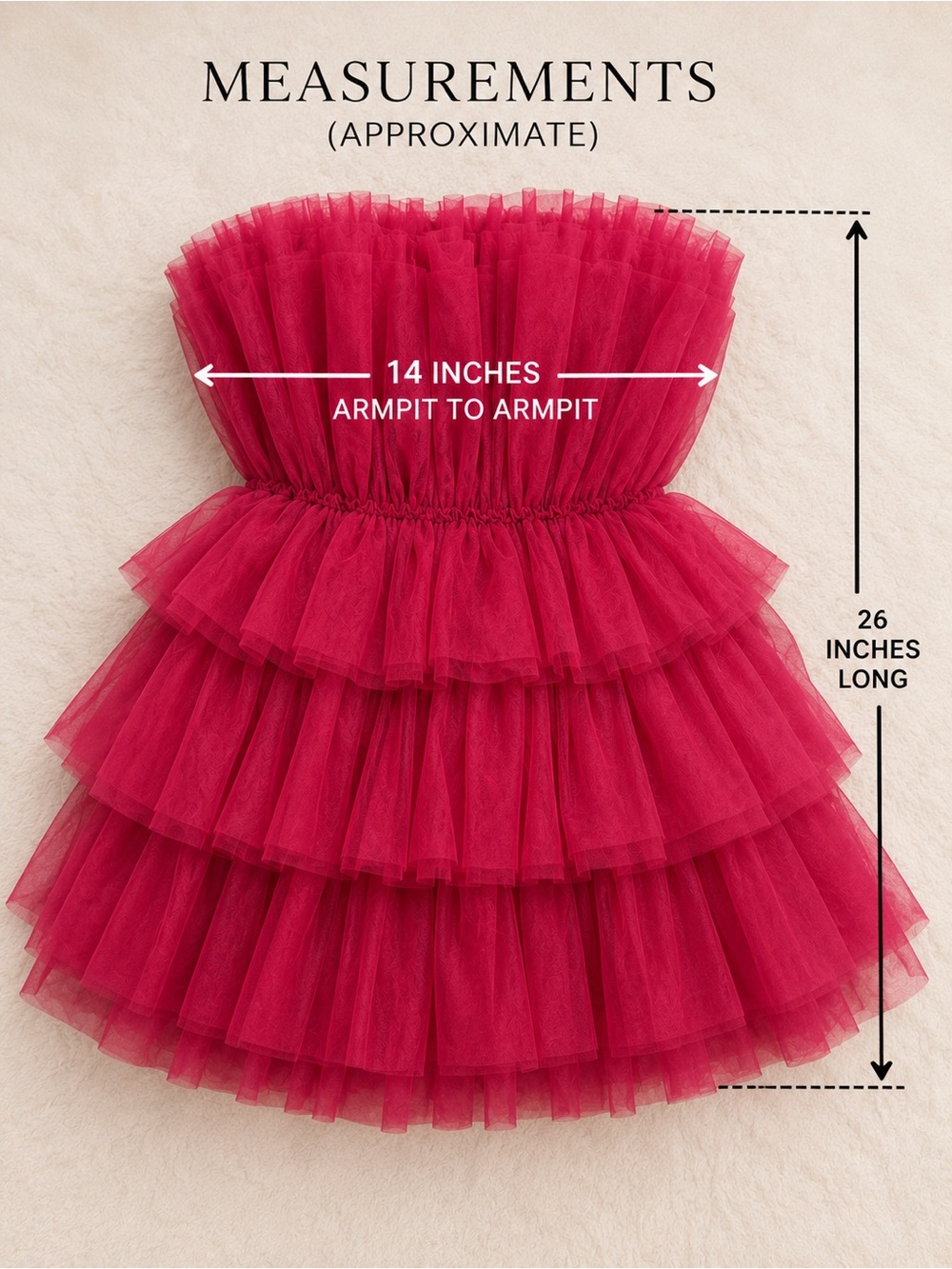 Altar'd State Daria Tulle Mini Dress S Berry Strapless Tiered Ruffle Layers NWT - Picture 7 of 7